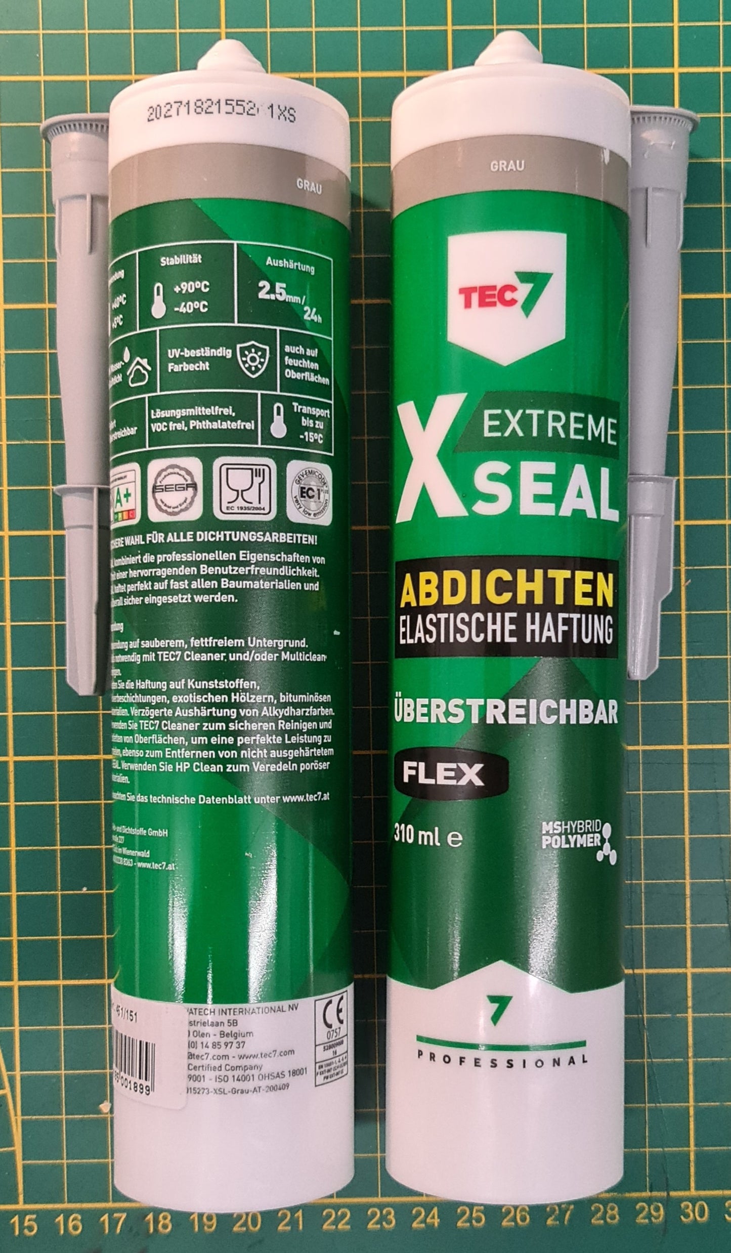 TEC7 Kleb- & Dichtstoff X Extreme Seal Flex 310 ml grau, zum Eindichten von Reisemobilfenstern