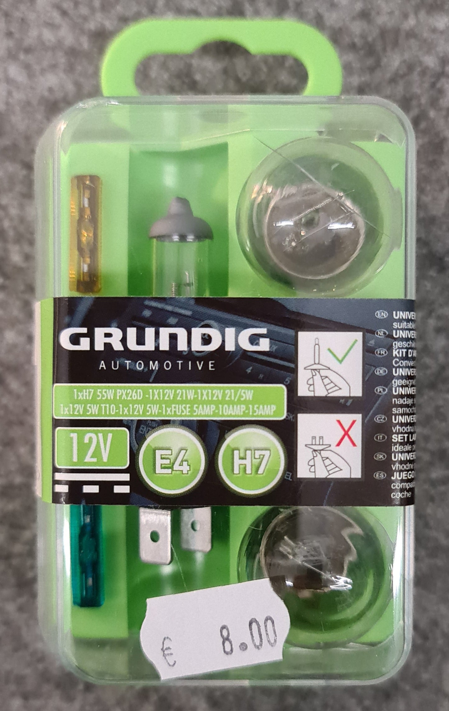 Grundig H7 Universal-KFZ-Lampenset E4 Reserve-Box