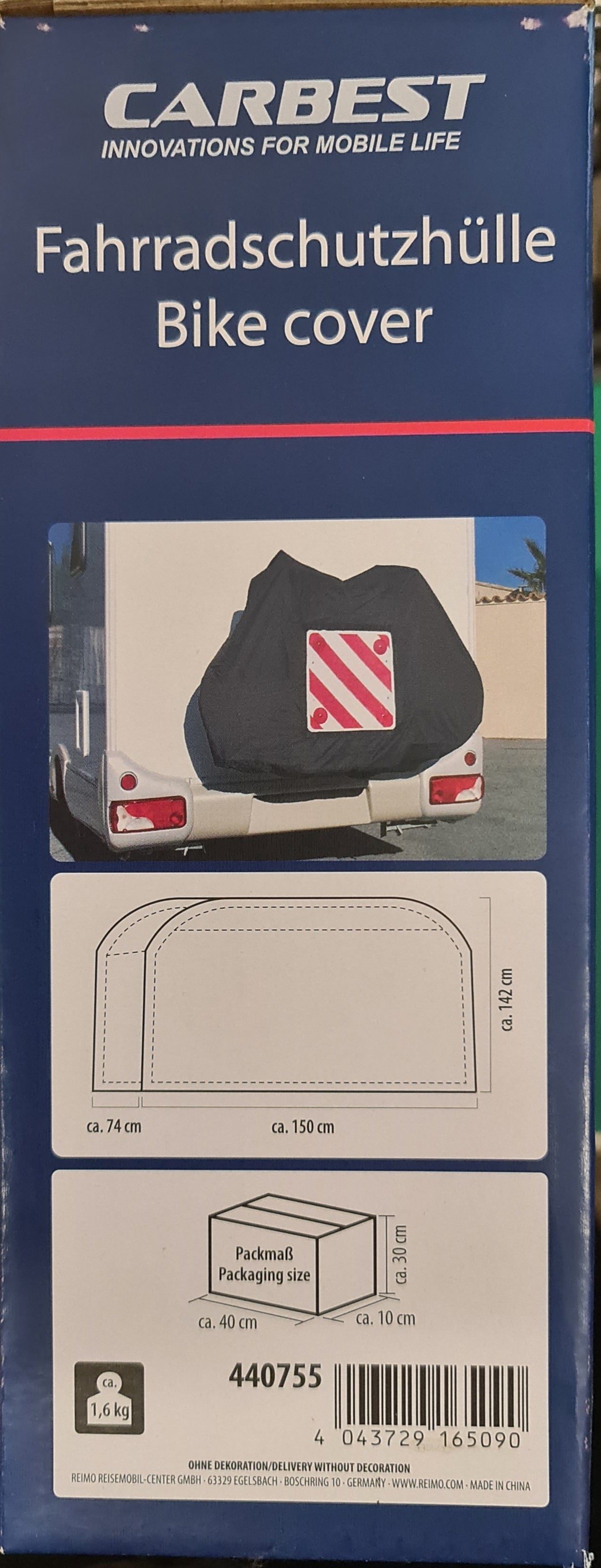 Carbest Fahrradschutzhülle Bike Cover für bis zu 4 Fahrräder an Fahrrad-Heckträger, mit Tasche für Warntafel