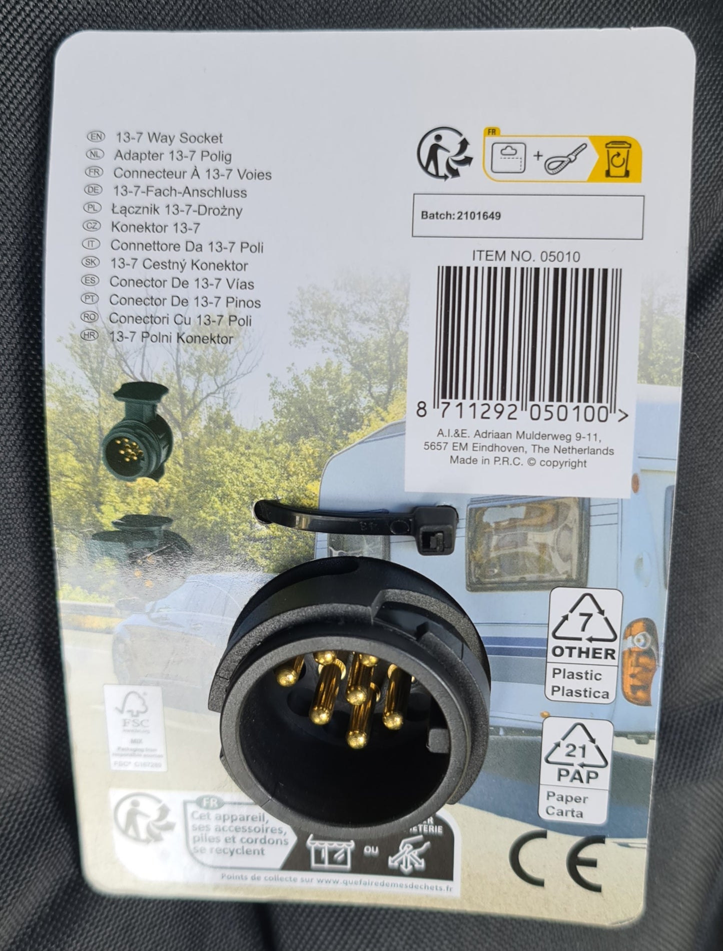 Adapter 13 auf / zu 7 Pol polig Anhänger Wohnwagen Kurzadapter