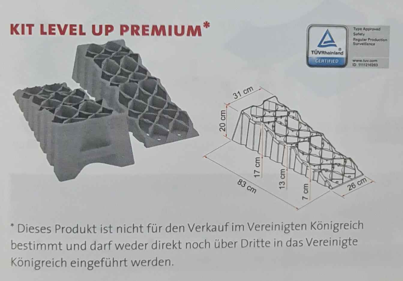 Fiamma 2er-Set Stufenkeile Auffahrkeile Ausgleichskeile Level Pro / Level Up / Level Up Premium / Premium S ( mit 3 Auffahrebenen ) / Level System Magnum / Jumbo