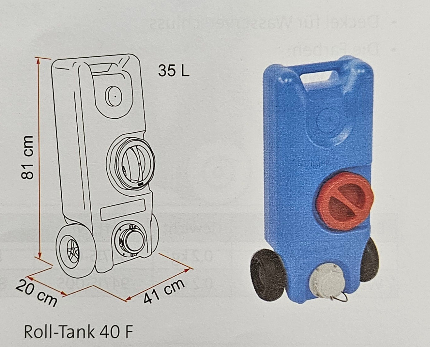 Fiamma Frischwasser Roll-Tank 40 F / Abwasser bzw. Grauwasser Roll-Tank 40 / Neuware od. Ausstellungsstücke