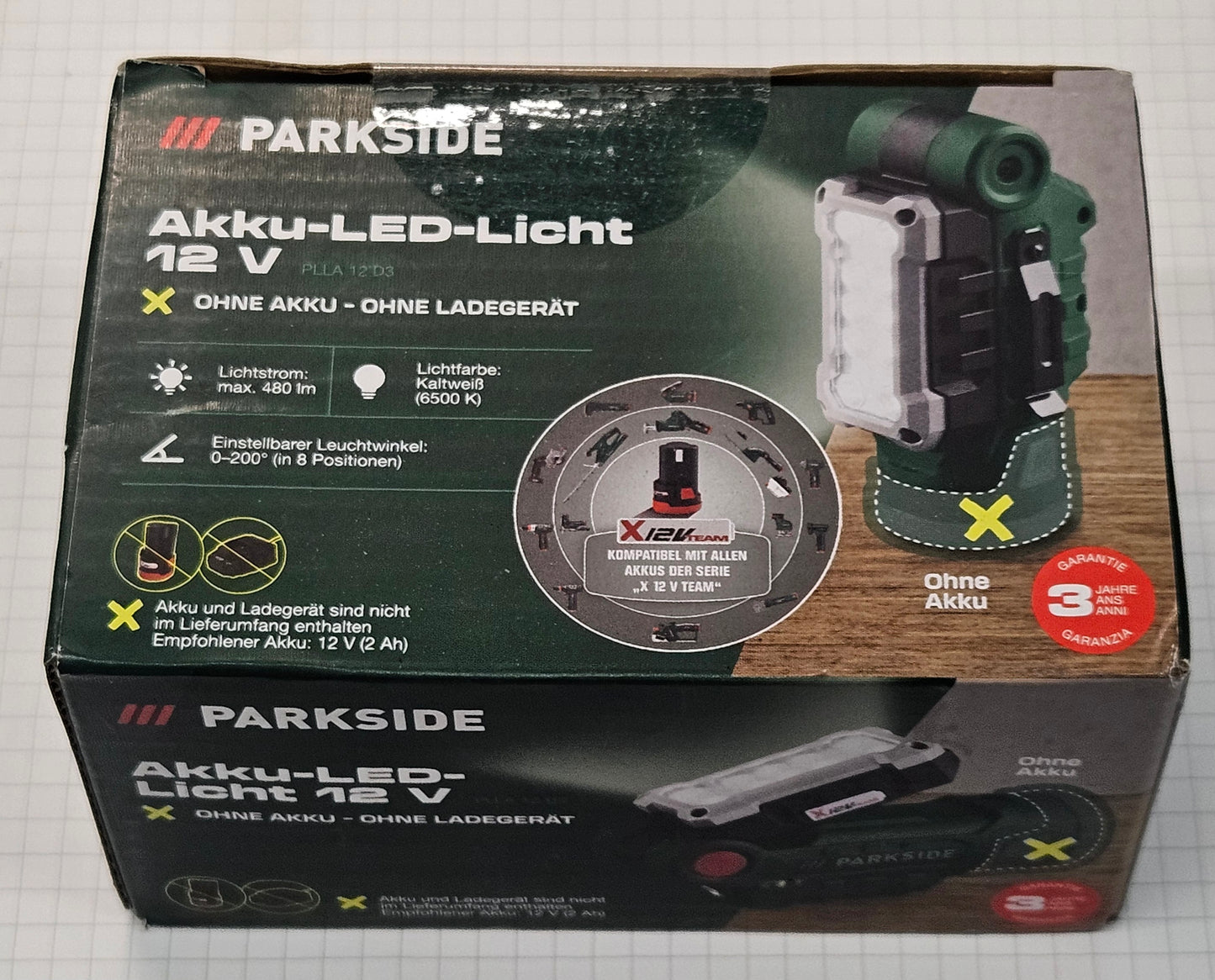 PARKSIDE® 12 V Akku-LED-Arbeitslicht »PLLA 12 D3«, ohne Akku und Ladegerät, LED-Strahler