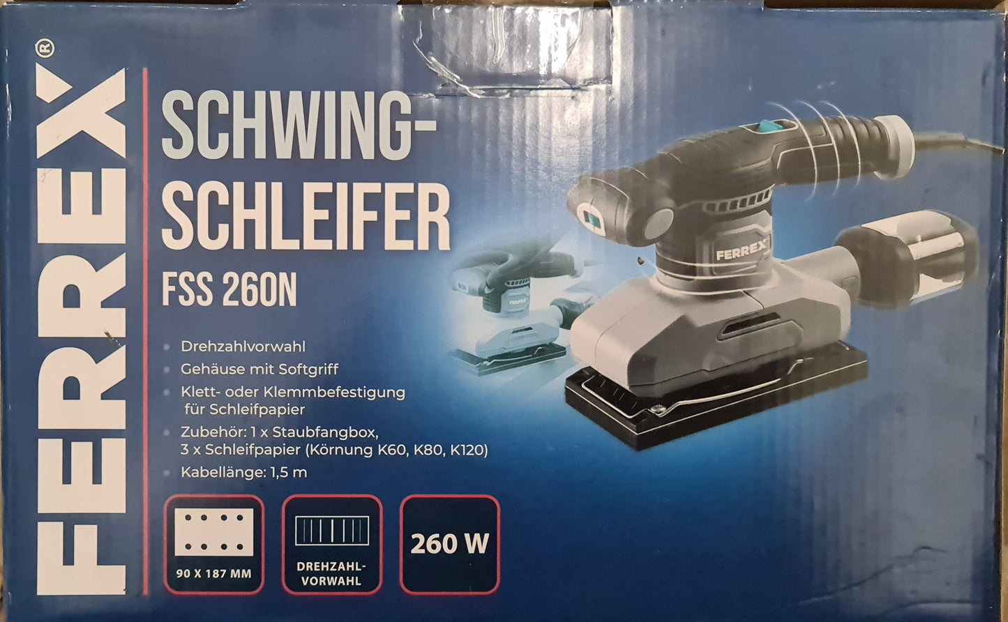 Ferrex Schwingschleifer FSS 260N, 260 Watt Exzenterschleifer