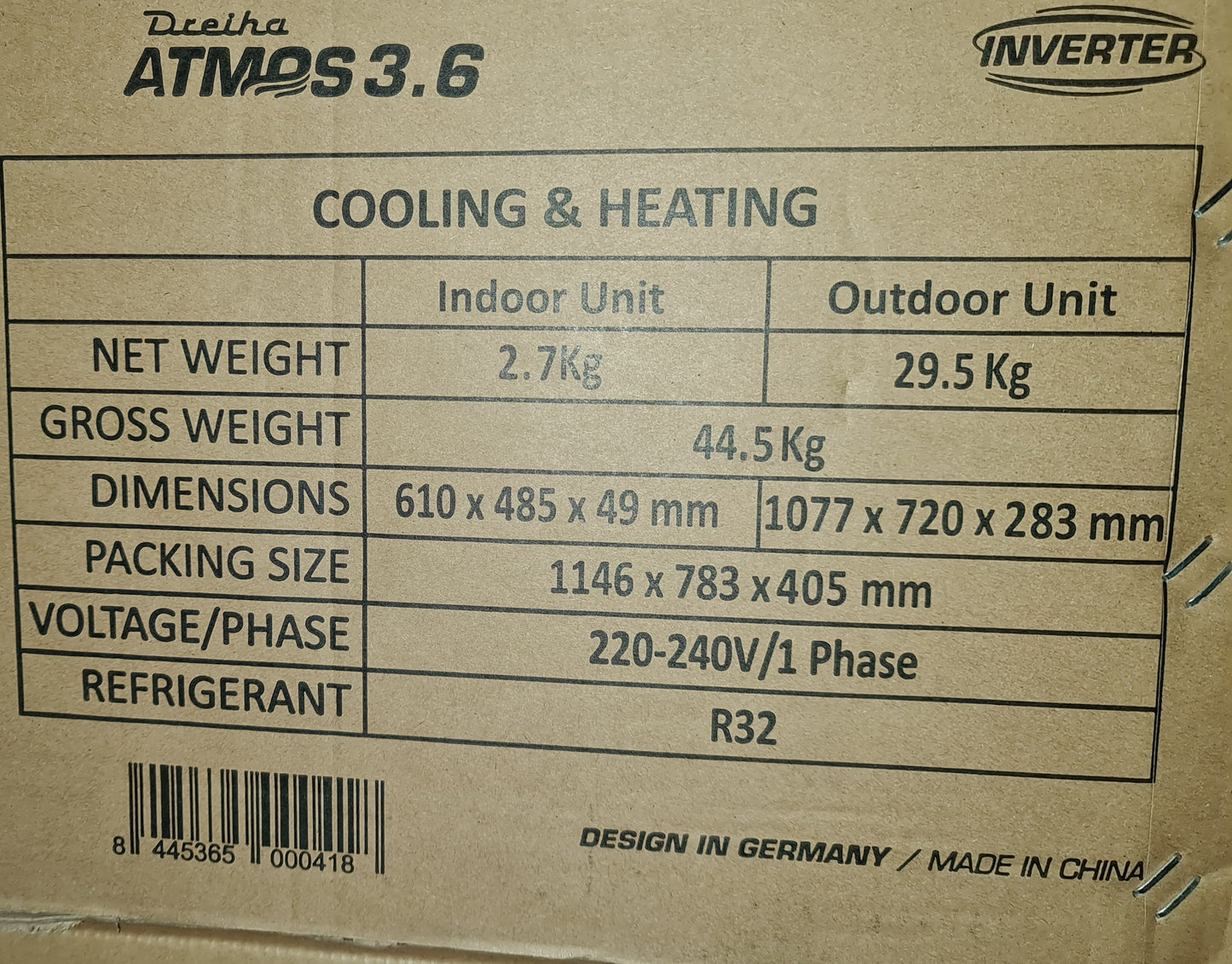 Dreiha ATMOS 3.6 Dach-Klimagerät Atomos Dachklimaanlage