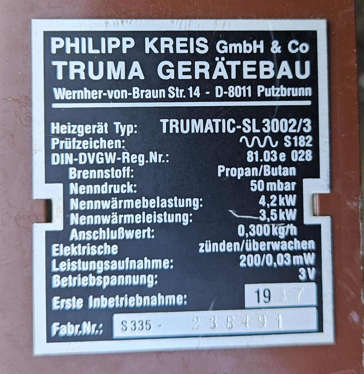 Truma Trumatic SL-3002/3 Gasheizung 50 mbar