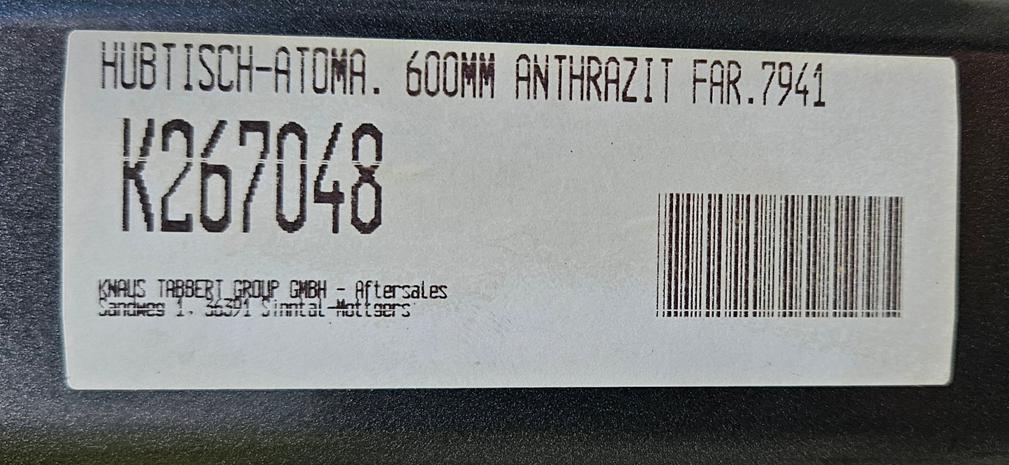 Kesseböhmer Hubtischgestell HTA 116/26 - anthrazit 600 mm Säulenabstand Hubtisch
