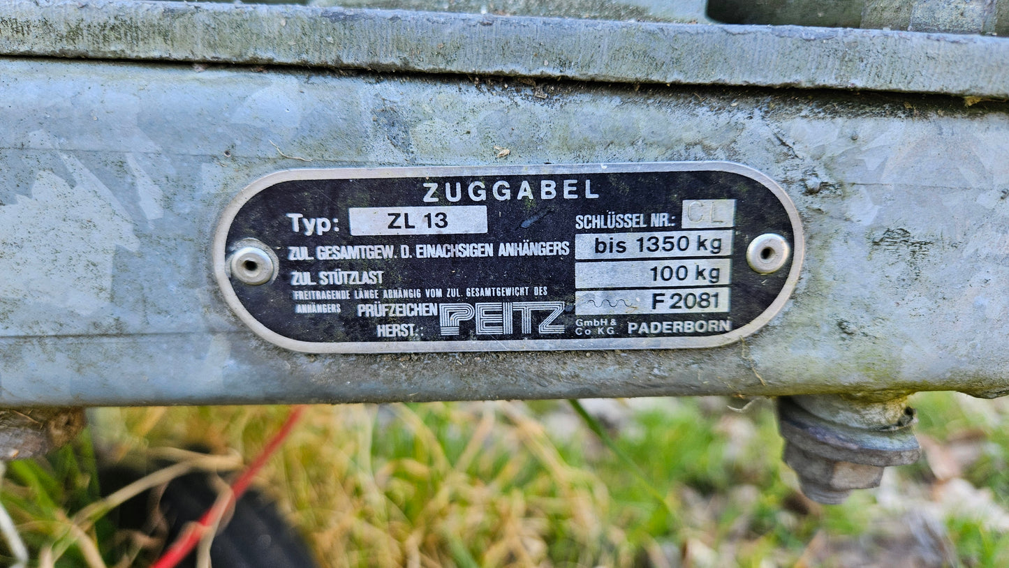 Peitz Zuggabel Zugholme ZL13 CL bis 1350 kg von Hobby Wohnwagen Typ 460 von 1990