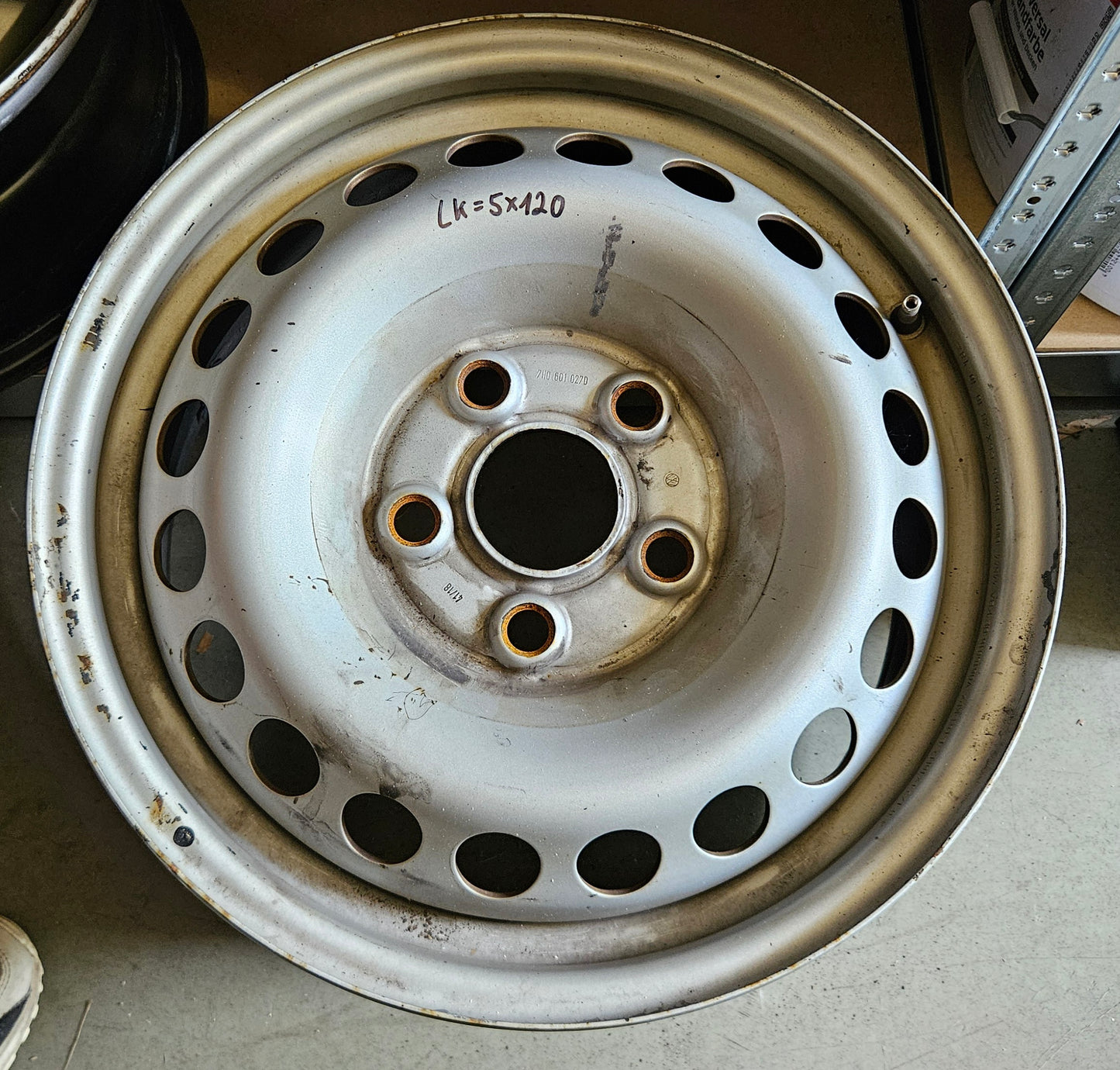4x Original VW T5 T6 7E 7H 16 Zoll Einzelfelge Stahlfelge 7H0601027D 6,5jx16 ET51 RR19-A Lochkreis 5x120