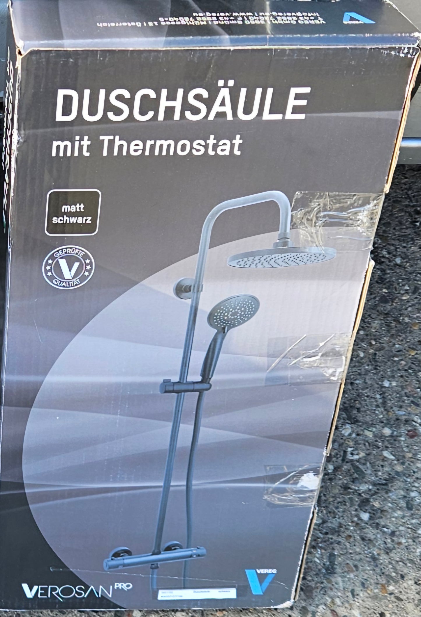 Verosan Pro Duschsäule mit Thermostat Überkopfbrause Regendusche, wahlweise in chrom oder matt schwarz