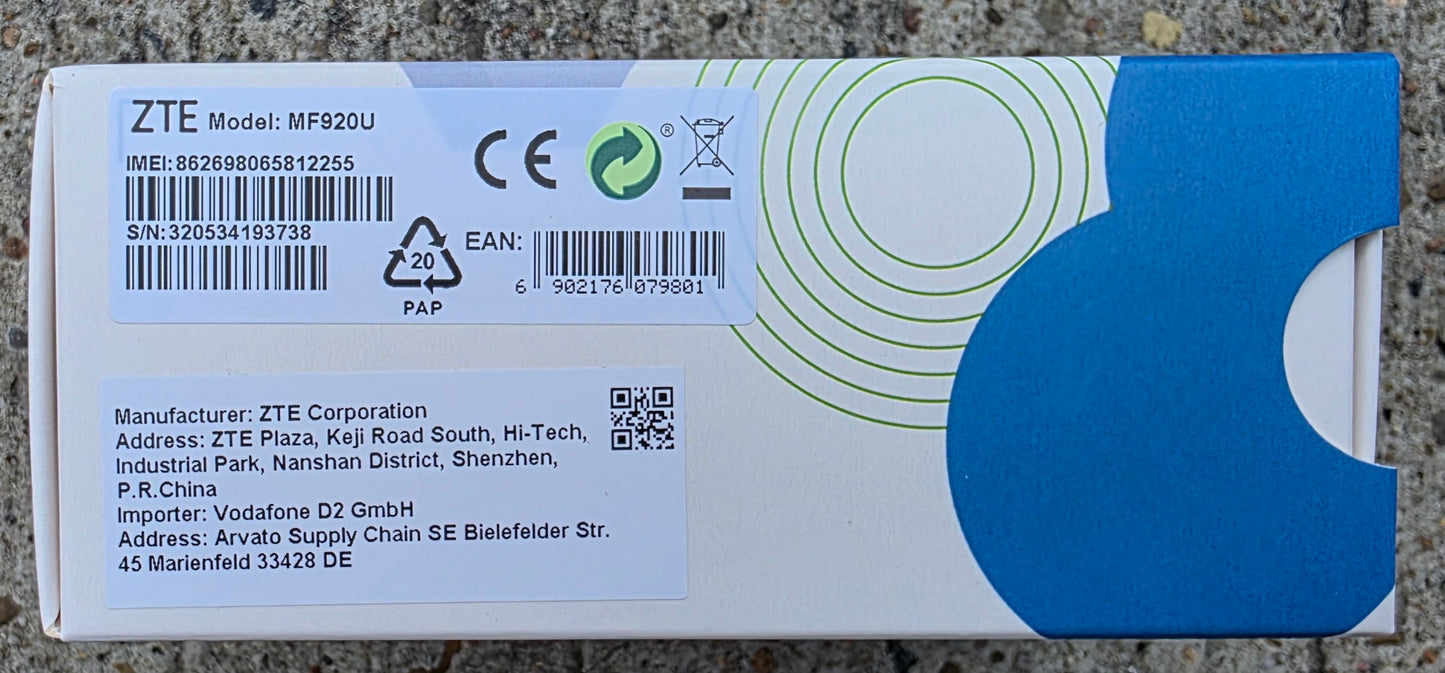 ZTE MF920U mobiler LTE WLAN-Hotspot 4G Router mit od. ohne LIDL Sim-Karte Vodafone