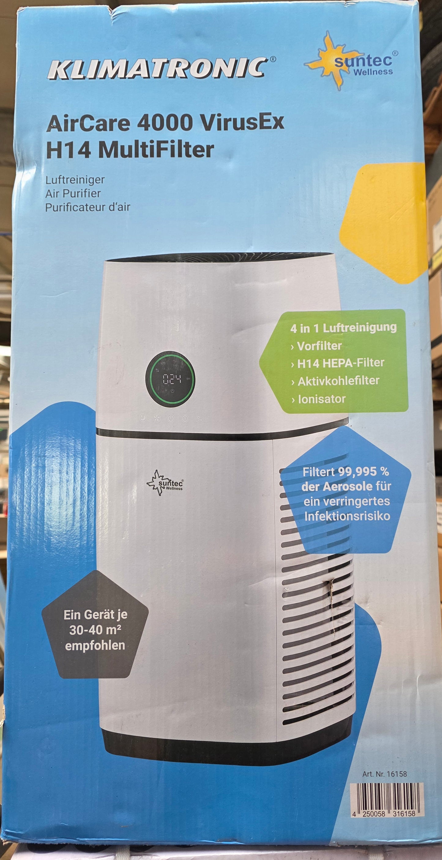 Suntec Klimatronic AirCare 4000 VirusEx H14 MultiFilter, 4-in-1 Luftreiniger
