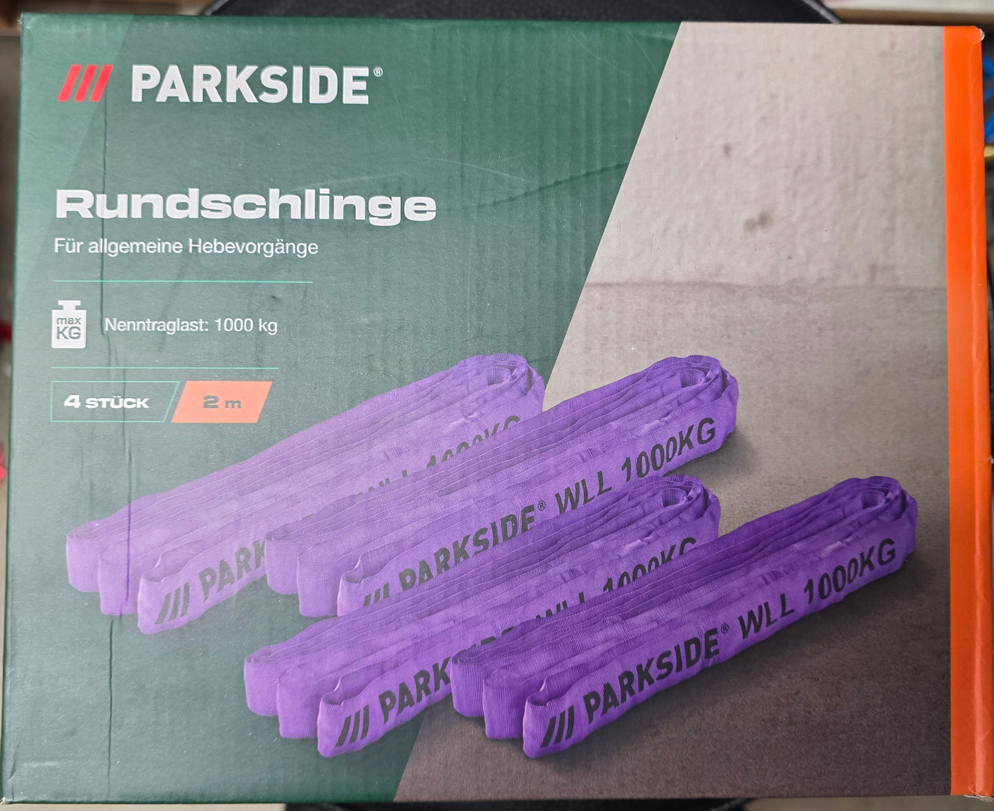 Parkside Rundschlinge Nenntraglast 1000 kg, wahlweise 4 Stück zu je 2m / 2 Stück zu je 4m