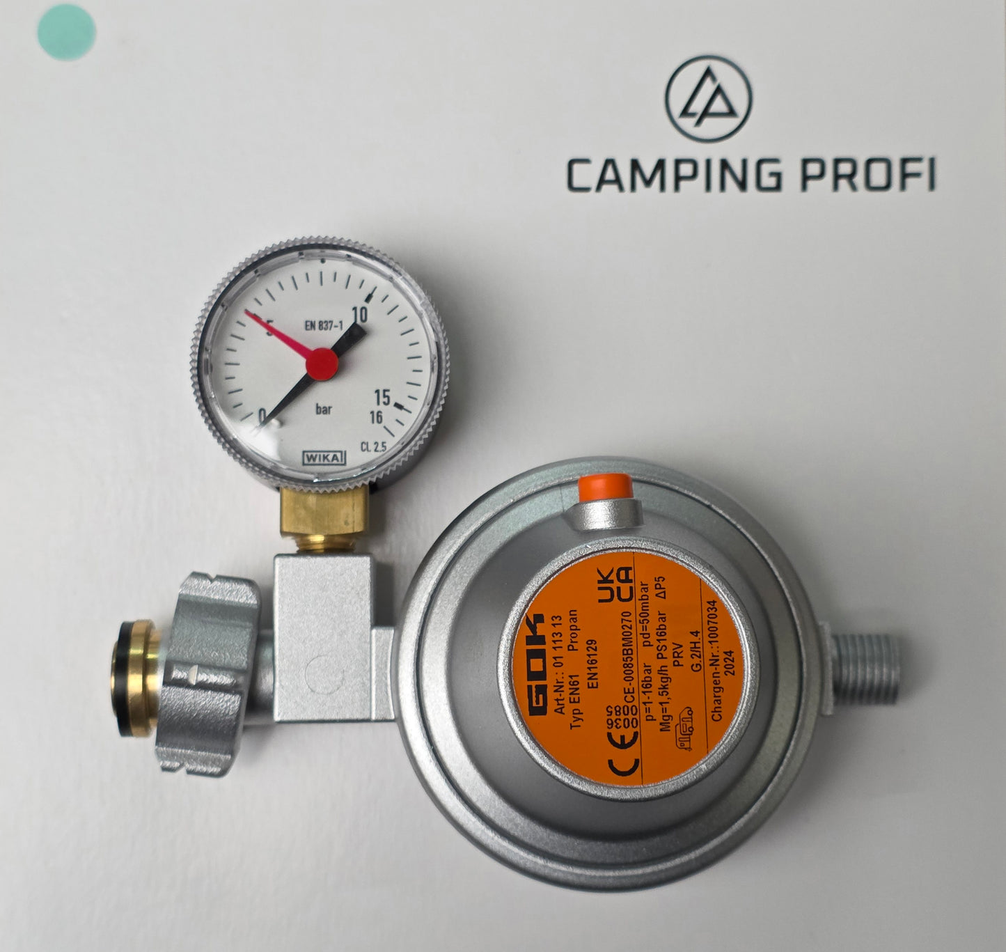 GOK Gasdruckregler Niederdruckregler 50 mbar CH mit Manometer