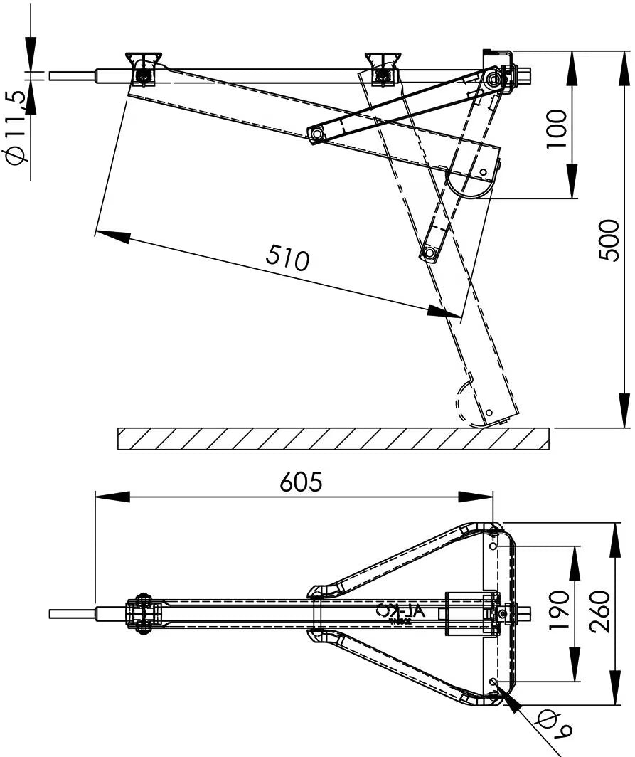 AL-KO Standard Steckstütze lang, 800kg 605mm Typ 205 817 / 205187 Kurbelstütze Wohnwagen Neu oder Gebrauchtware