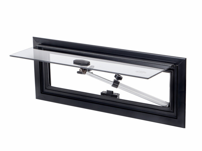 Alu-Ausstellfenster 460x160mm Modell 2000 Rahmen schwarz, silber für Alkoven & Hochdach
