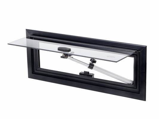 Alu-Ausstellfenster 460x160mm Modell 2000 Rahmen schwarz, silber für Alkoven & Hochdach