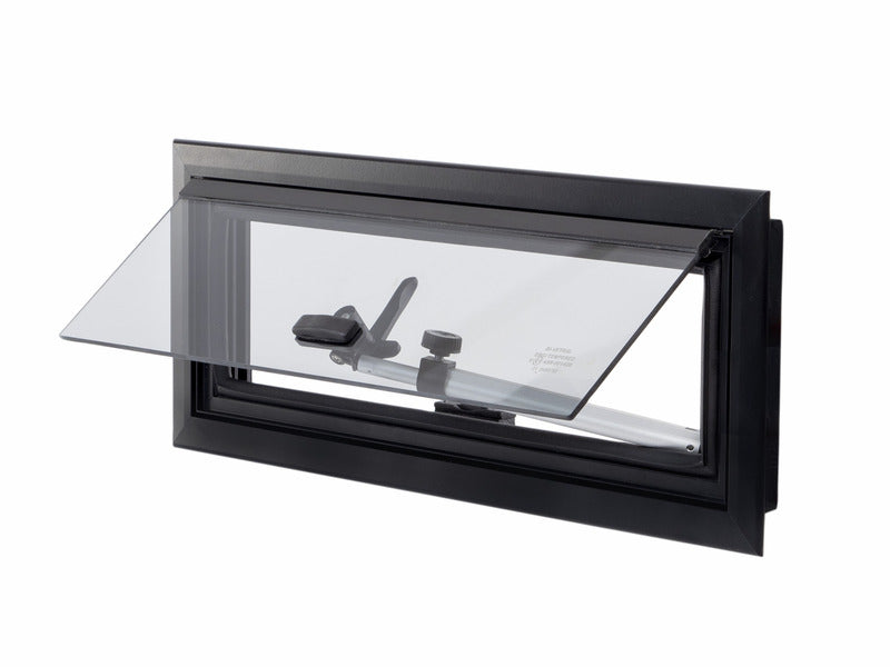 Alu-Ausstellfenster 460x160mm Modell 2000 Rahmen schwarz, silber für Alkoven & Hochdach
