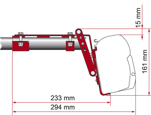 Fiamma Markisen-Adapter F43van, F45Ti, F45Ti L, ZIP für Dachträger - Kit roof rail 43368