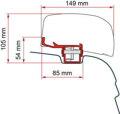 Fiamma Markisen-Montageadapter F40van für VW T5/T6 H1 / L1 ohne C-Schiene 440530