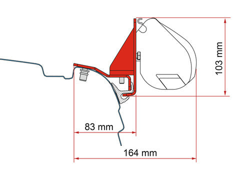 Fiamma Markisenadapter für F35 Pro VW T5/T6/T6.1 mit Reimo Multirail