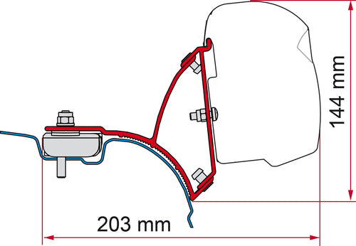 Fiamma Markisen-Adapter F43van für VW T5 / T6 kurzer Radstand - Linkslenker