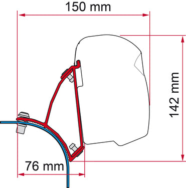 Fiamma Markisen-Adapter F43van für VW T5 / T6 / T6.1 Lift roof - Linkslenker