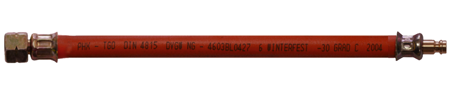 CampcKo Gas-Schlauch für GSD 150 cm Gasschlauch ¼" Linksgewinde-Überwurfmutter - andere Seite passend für Gassteckdose.