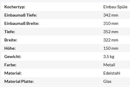 Carbest Spüle mit Glasabdeckung aus Edelstahl, mit Glasabdeckung und mit Wasserhahn