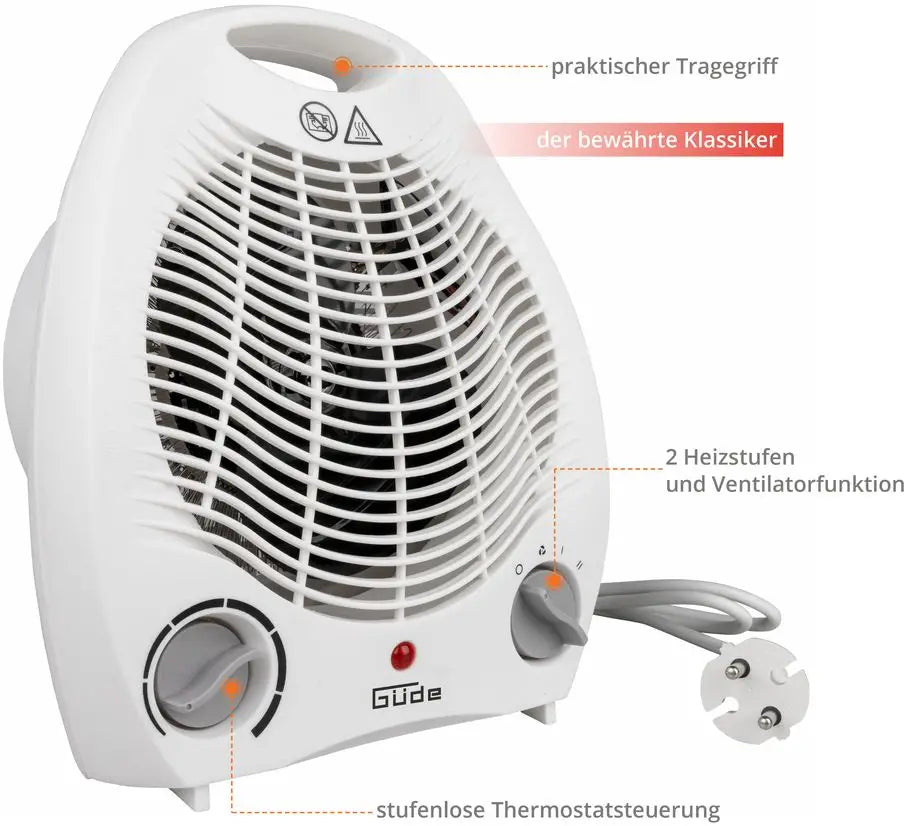 Güde GH 2000 Heizlüfter 2000 Watt max. mit 2 Leistungsstufen: 1 KW / 2 KW