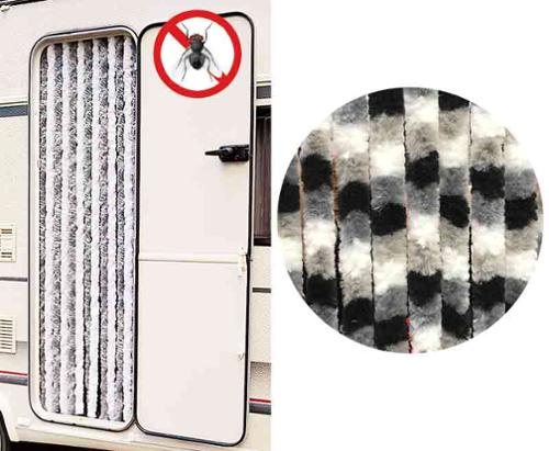 Arisol Flauschvorhang 56x185 weiß/grau/schwarz oder grau/blau/weiß für Reisemobile u. Caravan