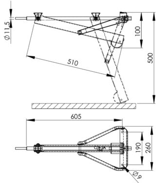 AL-KO Standard Steckstütze lang, 800kg 605mm Typ 205 817 / 205187 Kurbelstütze Wohnwagen Neu oder Gebrauchtware
