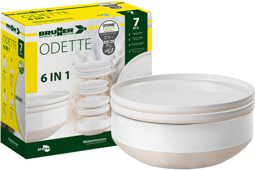 Brunner Melamin-Geschirr-Set Odette - Set1 - 16-teilig - Für 4 Personen / Set2 - 7tlg