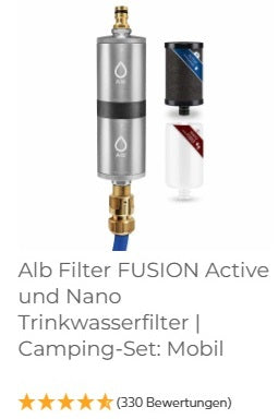 Alb MOBIL portabler chemiefreier Befüllfilter Wasserfilter Trinkwasser, wahlweise Active, Nano, Fusion