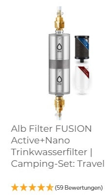 Alb TRAVEL festinstallierter chemiefreier Edelstahl-Wasserfilter / Trinkwasser, wahlweise Active, Nano, Fusion
