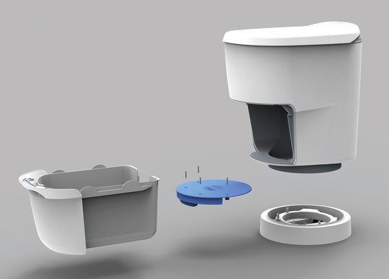 Clesana C1 Folienschweiß-Toilette mit Rund-Sockel, Sitzhöhe 478mm, Beutelsystem, 12V