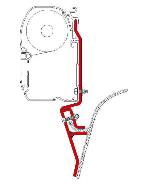 Markise für Volkswagen VW T3 zur Montage an der Regenrinne, Fiamma F35Pro Auszug-Markise / F45s Gelenkarm-Markise / F43Van / Thule TO 3200 / TO 4200 / TO 5200