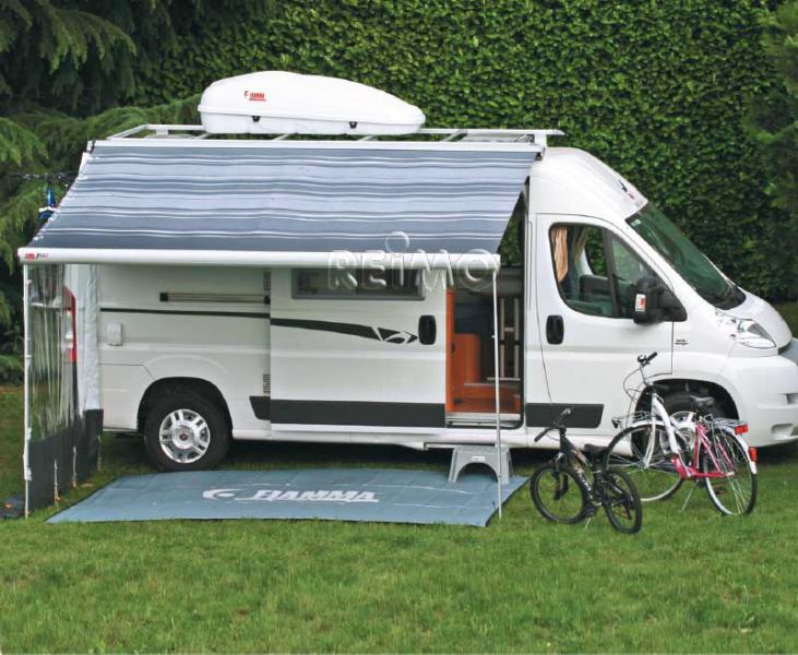Fiamma F45s Markise Wandmarkise 190 / 230 / 260 / 300 / 325 / 350 / 375 / 400 / 425 / 450 cm Polar White, Titanium od. Deep Black + Tuch Royal Grey od. Royal Blue