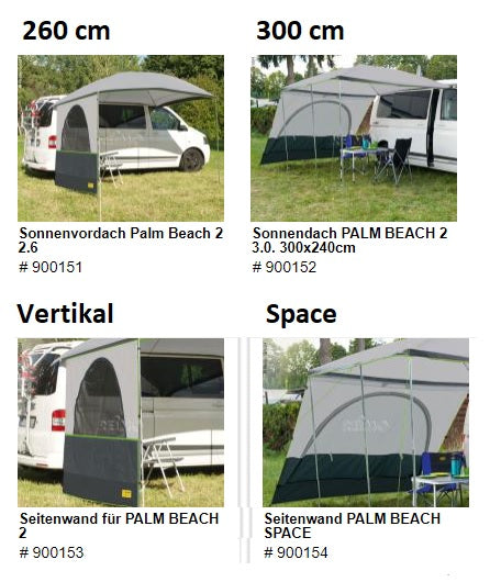 Reimo Palm Beach 2.6 / 3.0 - Sonnensegel und Seitenwand ( auch Quick ) für DDR Wohnwagen und Campingbusse & IFA QEK Junior / Aero / Bastei Vorzelt