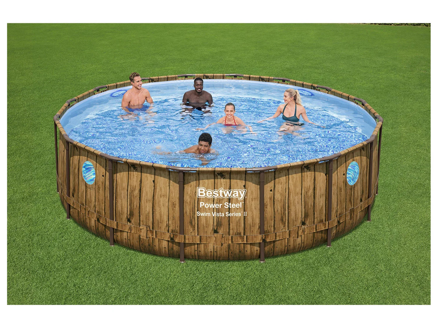 Bestway Power Steel Swim Vista 488x122 488 cm Durchmesser, 19.480 Liter, mit Pumpe, Leiter, Abdeckplane usw.