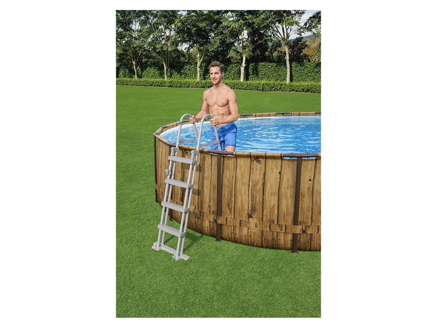 Bestway Power Steel Swim Vista 488x122 488 cm Durchmesser, 19.480 Liter, mit Pumpe, Leiter, Abdeckplane usw.