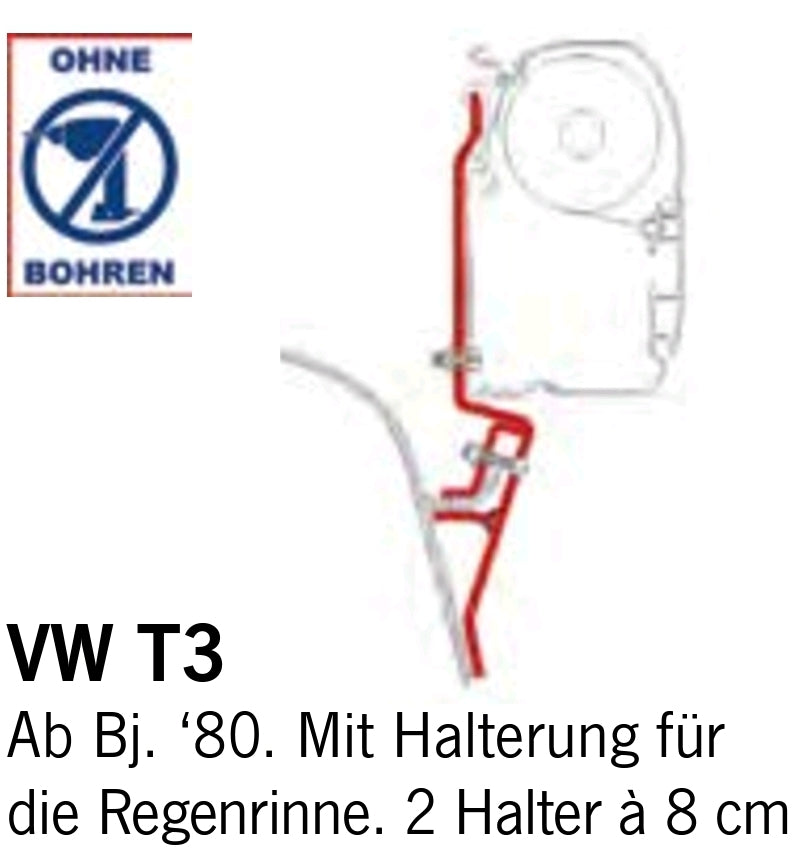 Fiamma Montageadapter F45 an VW T3 Regenrinne