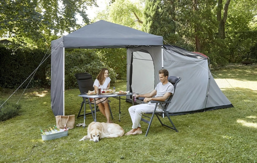 TOOM Zelt grau 240 x 180 x 240 cm mit Faltpavillon 240 x 240 x 240 cm