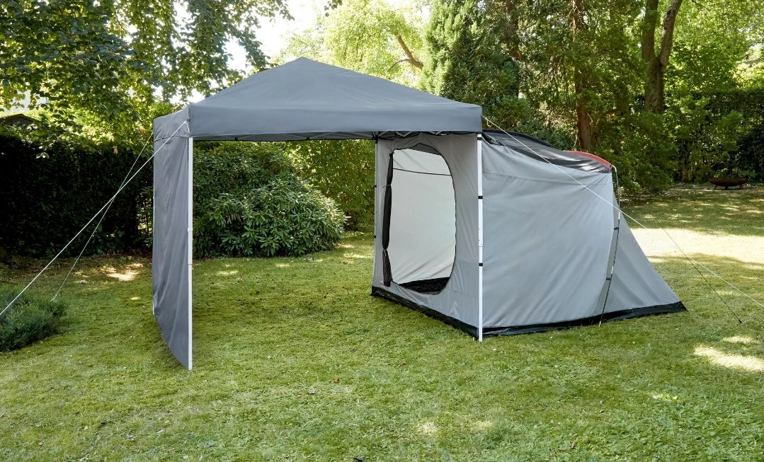 TOOM Zelt grau 240 x 180 x 240 cm mit Faltpavillon 240 x 240 x 240 cm