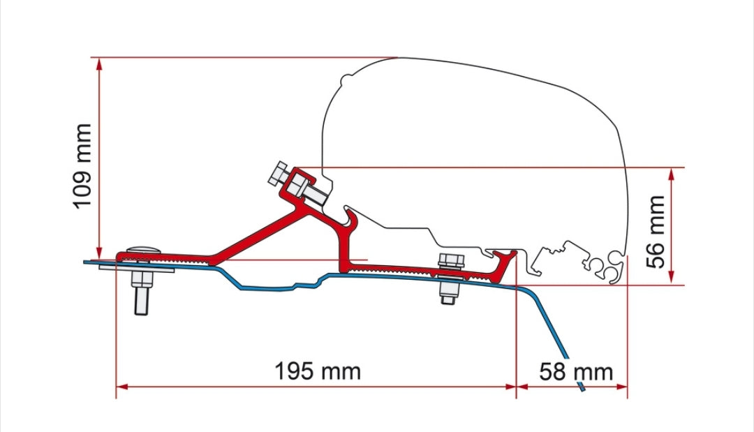 Fiamma Markisen-Adapter für Fiamma F80s & F65 Dachmarkise - passend für Renault Master H2 und Baugleiche ab BJ 2010, Art. Nr. 434581