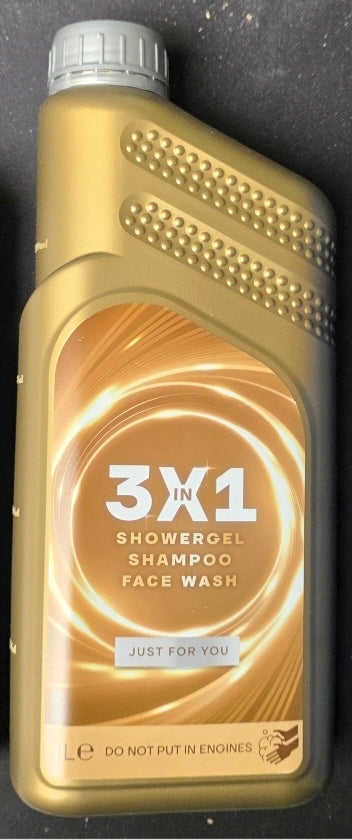 Scherzartikel 3 in 1 Duschgel Shampoo in Optik einer Motorölflache 1 Liter Motoröl-Optik Scherzartikel