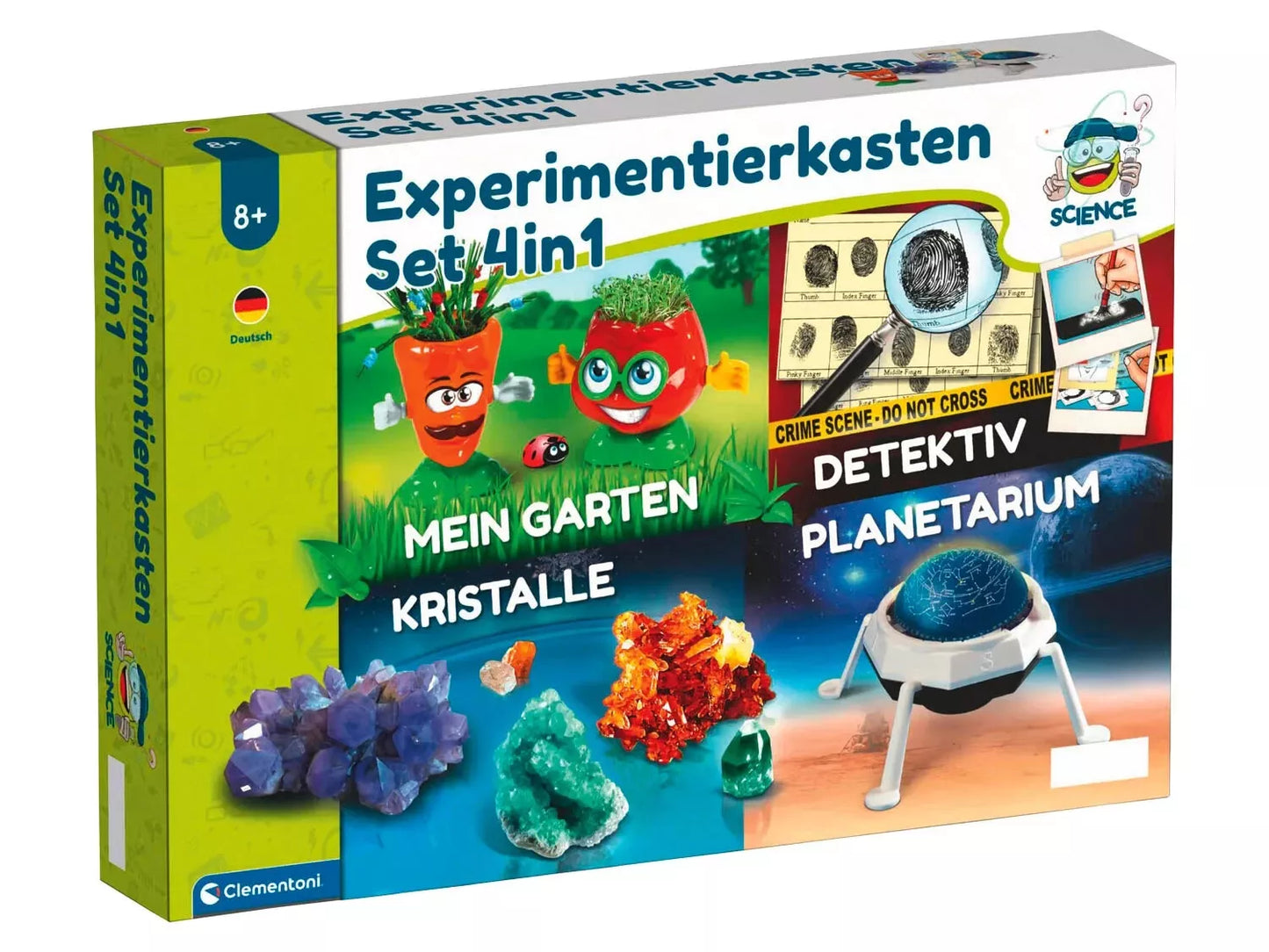 Experimentierkasten Set 4in1 Garten Kristalle Detektiv Planet Botanik Clementoni