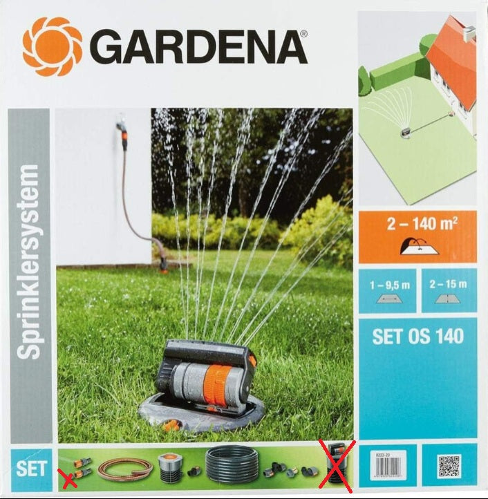 Gardena Sprinklersystem Set mit Viereckregner 2722 Gartenbewässerung OS140 Art.Nr. 8222-20
