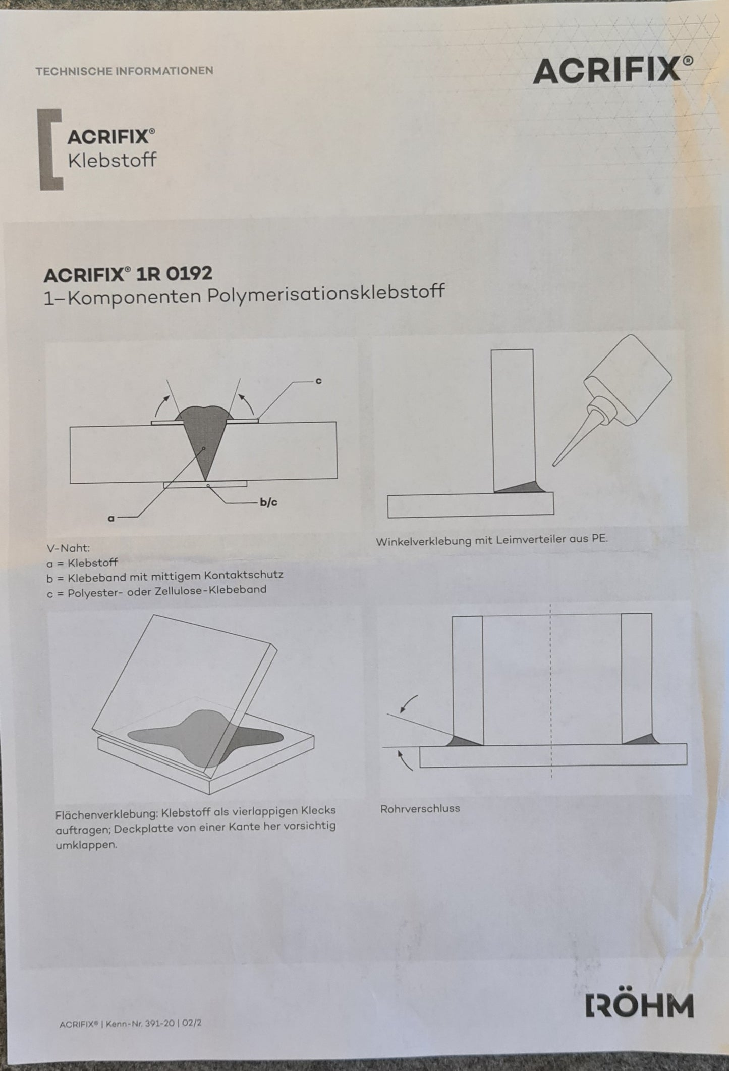 Acrifix Röhm 1R 0192 1-Komponenten Polymerisationsklebstoff Kleber für Acrylglas / PLEXIGLAS®