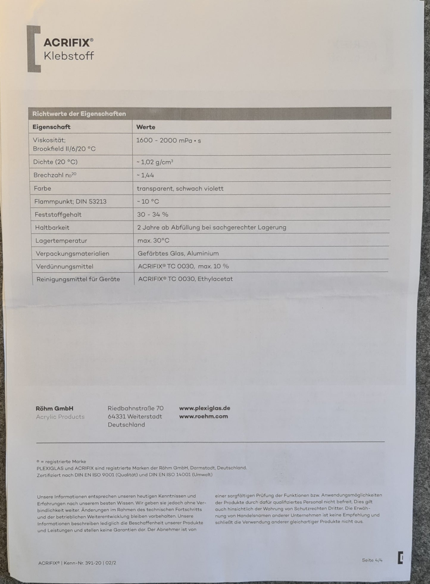 Acrifix Röhm 1R 0192 1-Komponenten Polymerisationsklebstoff Kleber für Acrylglas / PLEXIGLAS®